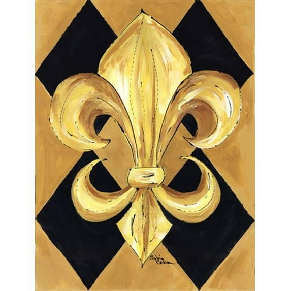 Black and Gold Fleur de lis New Orleans Flag Garden Size