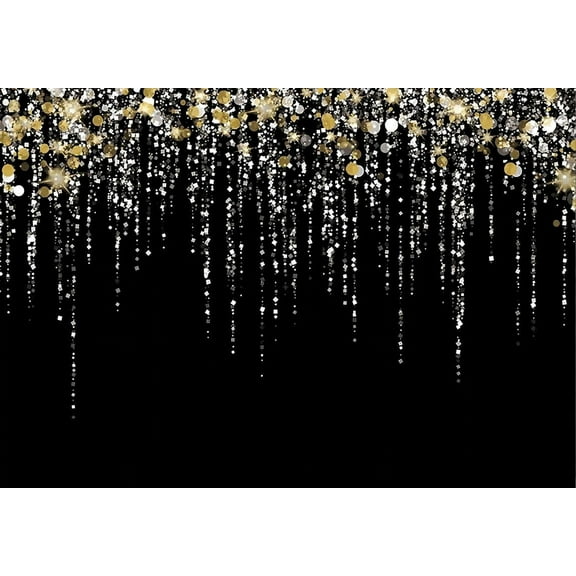 Black and Gold Glitter Backdrop Birthday Wedding Prom Bridal Shower Photography Background Bokeh Sparkle Party ration Banner