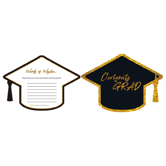 Black and Gold Goodbye High School Hello College Graduation Invitations, Shaped Fill-In Party Invite Cards with Envelopes, 12 Pack