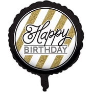 Black and Gold Happy Birthday Mylar Balloon