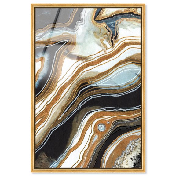 Black and Gold I Framed High-Gloss Acrylic Glass Wall Art Geode Wall by Art Remedy, Gold Frame, 16 x 24