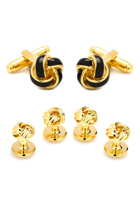 Black and Gold Knot Stud Set
