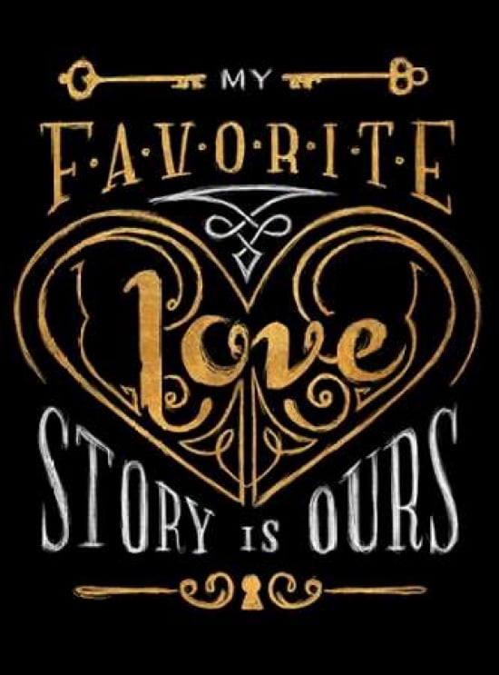 Black and Gold Love Story Border Canvas Art - Sundance Studios (18 x 24)
