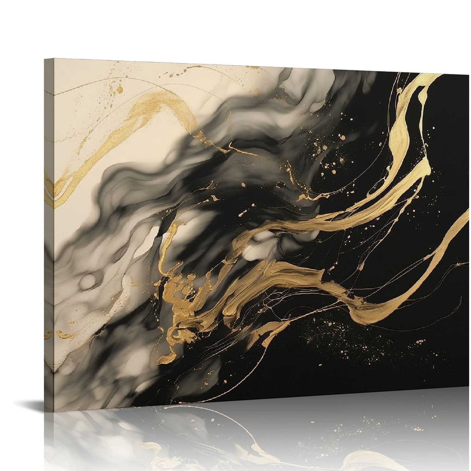 Black and Gold Marble Canvas - 20x16 Unframed - Elegant Wall Art for ...