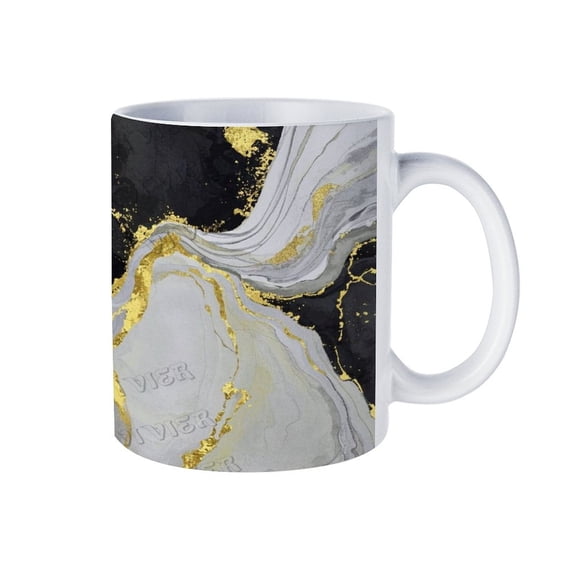 Black and Gold Marble Coffee Mug, 11 Oz, Ceramic Mug for Stylish Coffee Lovers