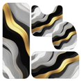 thumbnail image 1 of Black and Gold Marble Pattern Bathroom Rug Set 4 Piece,Includes Contour,Lid Cover,Bath Mat,Non-Slip Extra Soft Absorbent Washable, 1 of 5