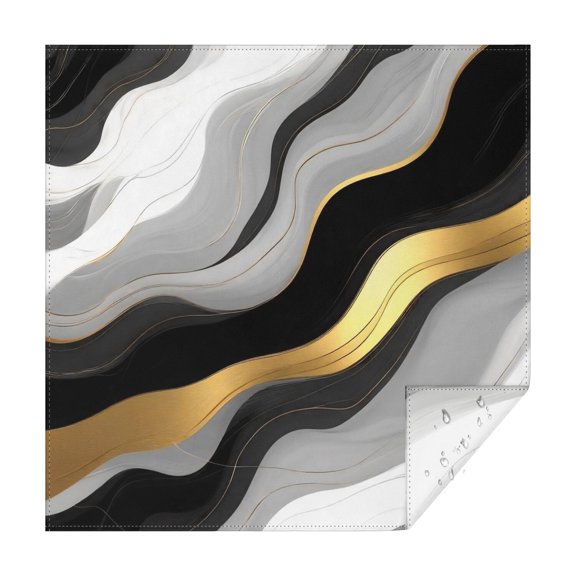 Black and Gold Marble Pattern Square Tablecloth, Waterproof Wipeable Spillproof Washable Table Cover for Home Kitchen Party and Daily Decor 60"x60"