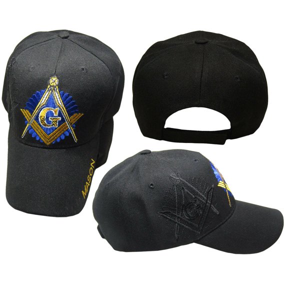 Black and Gold Mason Masons Freemason (Black Shadow) Masonic Lodge Ball Cap Hat