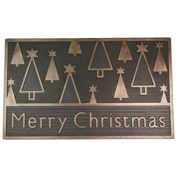 Northlight Black and Gold Merry Christmas Doormat 18" x 30"