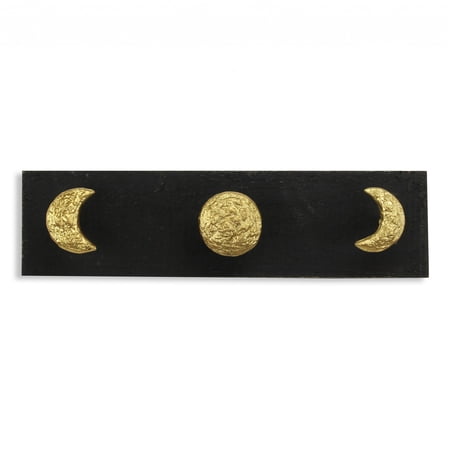 Black and Gold Moon Phase Three Hook Coat Hanger