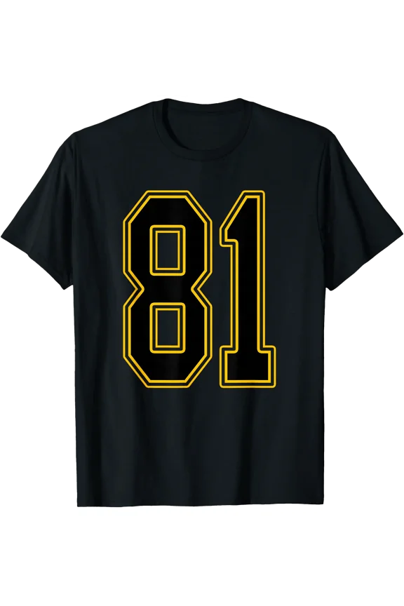 Black and Gold Number 81 Player Uniform #81 T-Shirt