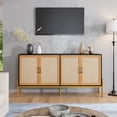 thumbnail image 1 of Veanerwood Black and Gold Rattan Sideboard Buffet Cabinet，62.4"L, 1 of 8