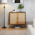 thumbnail image 1 of Veanerwood Black and Gold Rattan Storage Cabinet, 1 of 8