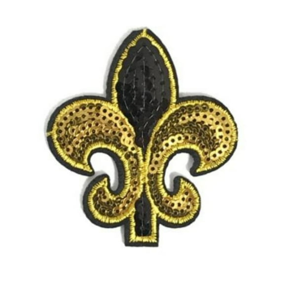 Black and Gold Sequin Fleur de Lis (Each)