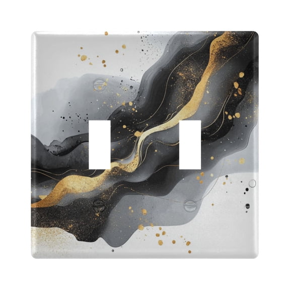 Black and Gold Shapes Decorative Light Switch Plates Switch Cover Decorative Wall Plates Ideal for Living Room Kitchen Bedroom and Study