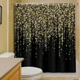 thumbnail image 1 of Black and Gold Shower Curtain, Abstract Art Modern Bathroom Curtains, Geometric Pattern Machine Washable Polyester Fabric, 71x71 Inches (No Glitter), 1 of 6
