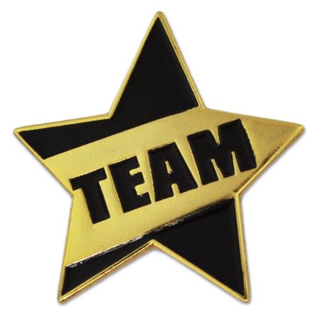 PinMart Black and Gold Team Star Teamwork Enamel Lapel Pin - 100 Pack of Enamel Pins