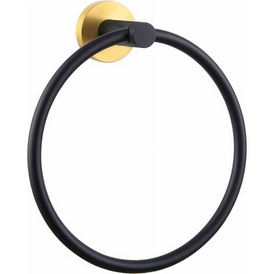 Black and Gold Towel Ring, Single Angle Stainless Steel Swivel Towel
