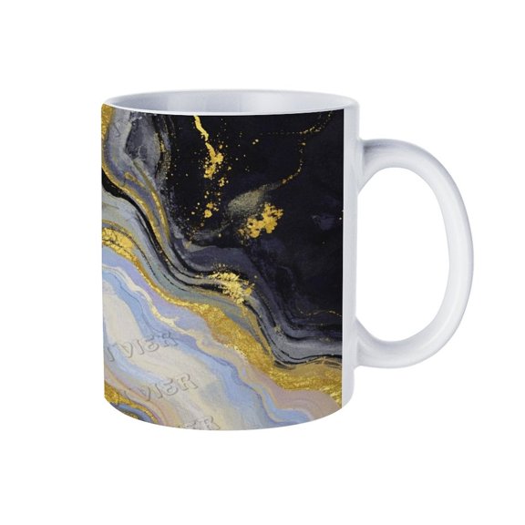 Black and Golden Marble Ceramic Coffee Mug, 11 Oz, Unique Mug for Coffee Lovers