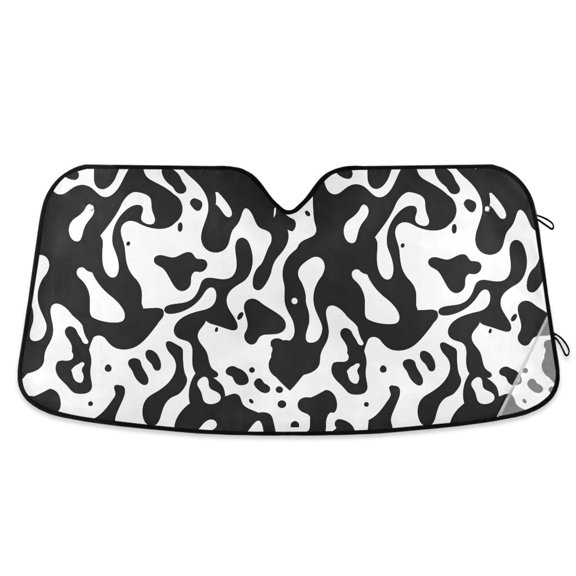 Black and Graffiti Car Windshield Sun Shade Foldable Car Front Window Visor Heat and UV Protection 53x23.5