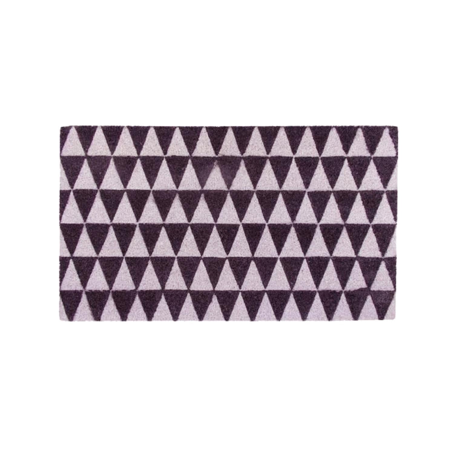 Decorative Black and Pale Pink Triangle Print Coir Outdoor Rectangular Door Mat 29.5 x 17.75