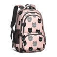 thumbnail image 1 of Black and Gray Cat Pink Pattern Backpack for School, Cute School Bag with Adjustable Shoulder Straps and Padded Back, 16.9"x12.6"x5.9", 1 of 5