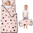 thumbnail image 1 of Black and Gray Cat Pink Pattern Teens Toddler Nap Mat with Pillow, Sleeping Mat Bag for Preschool Daycare 50"x20", 1 of 6