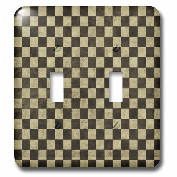 3dRose, Black and Gray Checkerboard Pattern, double toggle switch