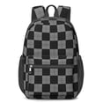 thumbnail image 1 of Black and Gray Checkered Pattern 17" School Backpacks for Teens,Waterproof Oxford Fabric,S-Shape Padded Straps for School,Travel,Hiking,Camping, 1 of 6