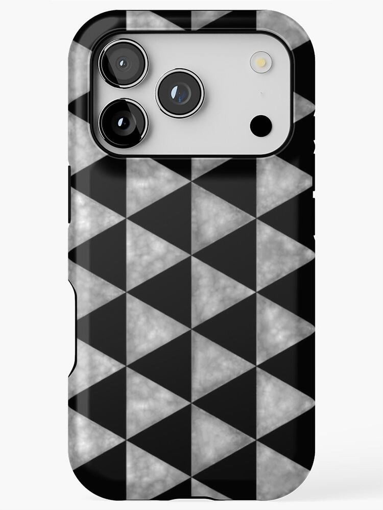 Triangle Cuve Black and Gray Geometric Triangle Cube Tough Phone Case, Polycarbonate ...