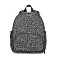thumbnail image 1 of Black and Gray Leopard Print Backpack for School, Cute School Bag with Adjustable Shoulder Straps and Padded Back, 13.8"x11.4"x6", 1 of 5
