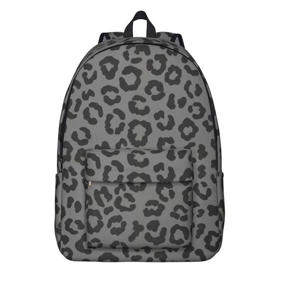 Black and Gray Leopard Print Backpack for School, Cute School Bag with Adjustable Shoulder Straps and Padded Back, 15.7"x11.8"x5.5"