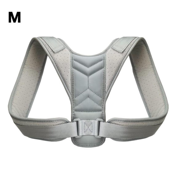 Black and Gray Posture Corrector with Medical-Grade Elastic Webbing for Shoulder and Back Support, Adjustable Cross Design for Office and Home
