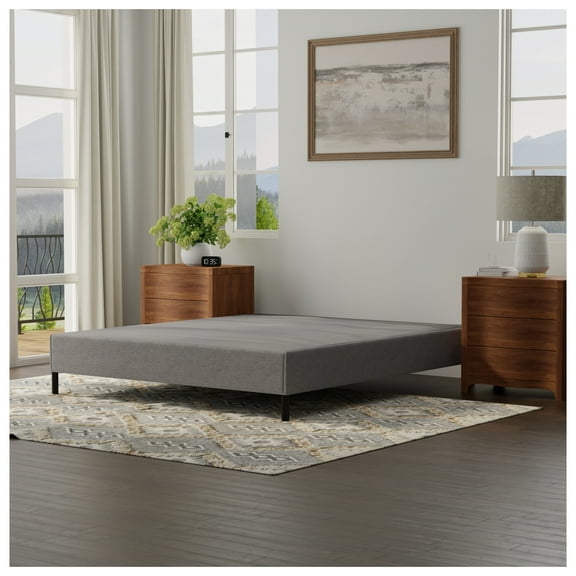 Black and Gray Queen Foundation Box Spring Not Required + Queen