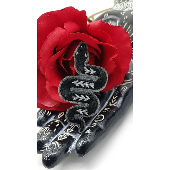 Black and Gray Snake Iron On Embroidered Patch