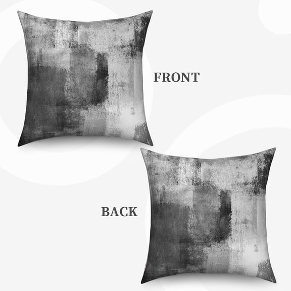 Black and Gray Throw Pillow Covers 18x18 Abstract Art Painting Modern Decorative Pillow Covers Throw Pillows for Couch Sofa Bedroom,Set of 2
