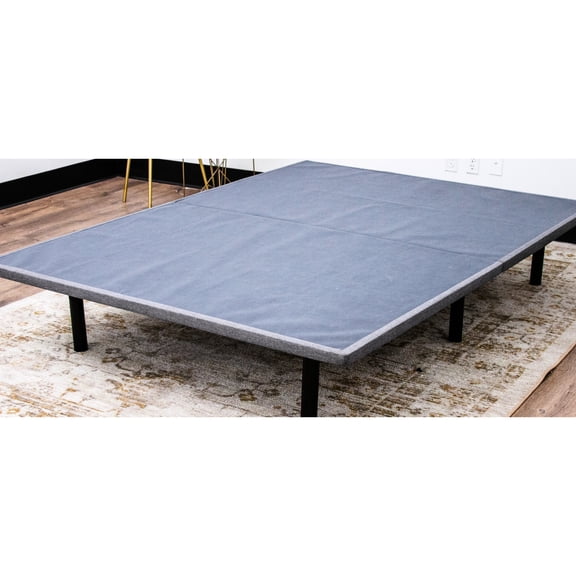 Black and Gray Upholstered, Durable and Foldable Bed Foundation - Fast Setup for Mattress