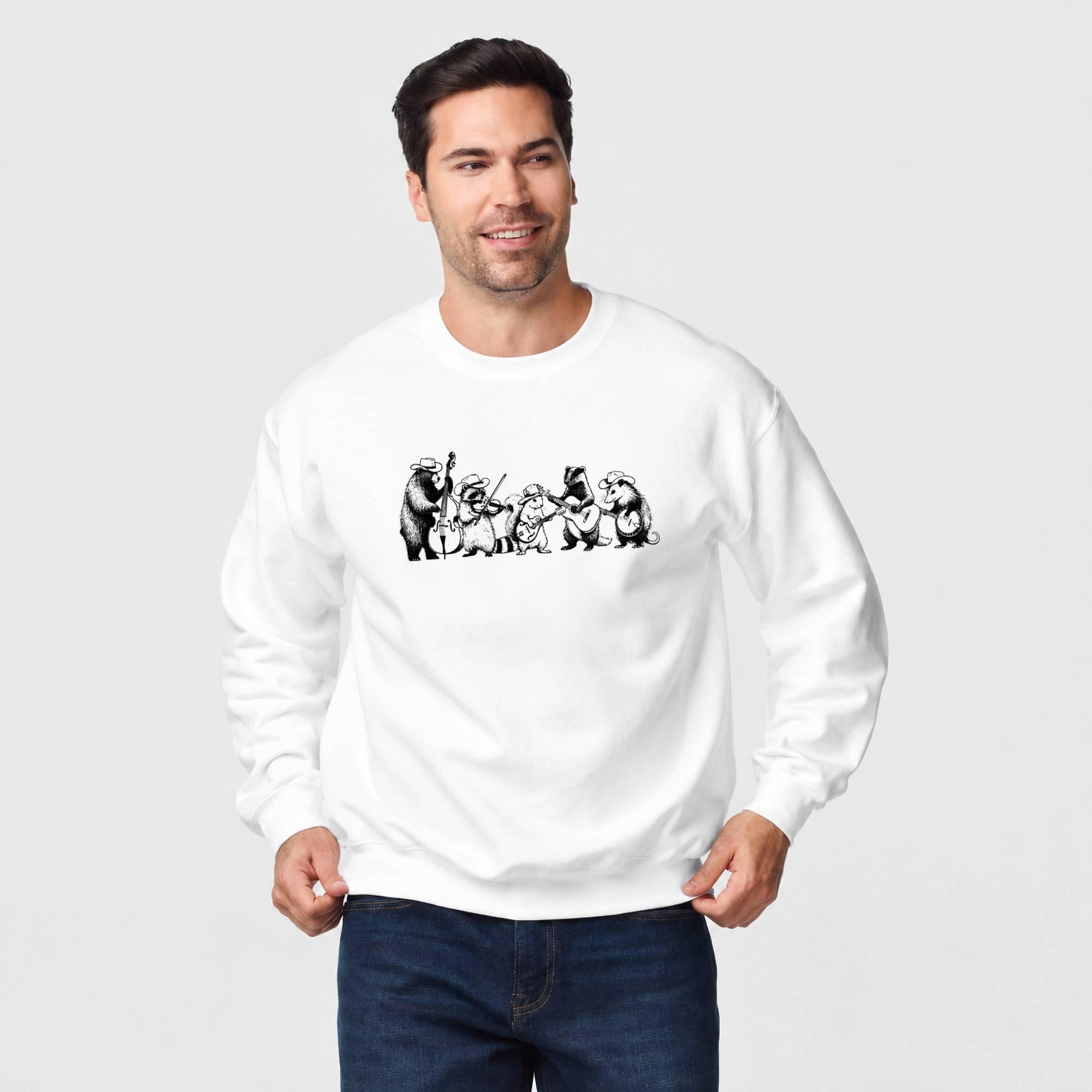Black and Gray Woodland Animal String Band Crewneck Sweatshirt, Unisex ...