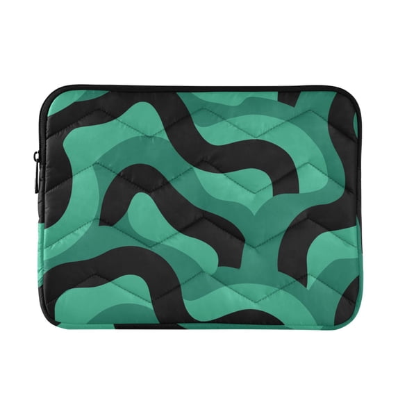 Black and Green Wavy Pattern Quilted Laptop Protective Cases Computer ...
