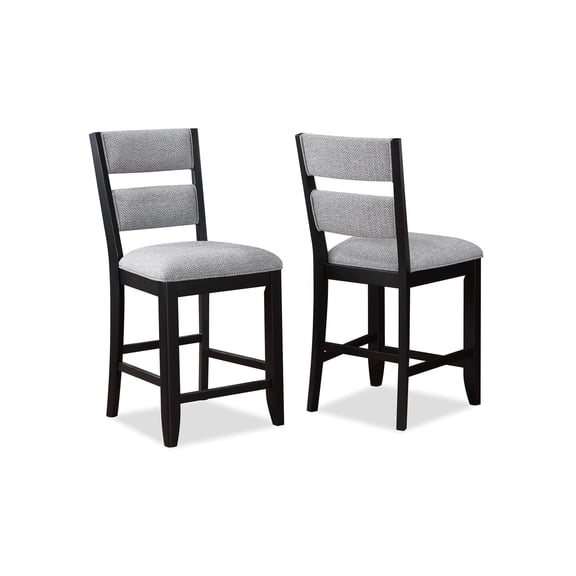 Black and Grey 2 Dining Chairs - Upholstered Seat, Ladder Back - Dining Room - Comfort and Durability Combined