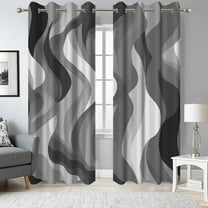 Black and Grey Blackout Window Curtains for Living Room,Thermal Insulated Curtains,52x84 Inch,Set of 2