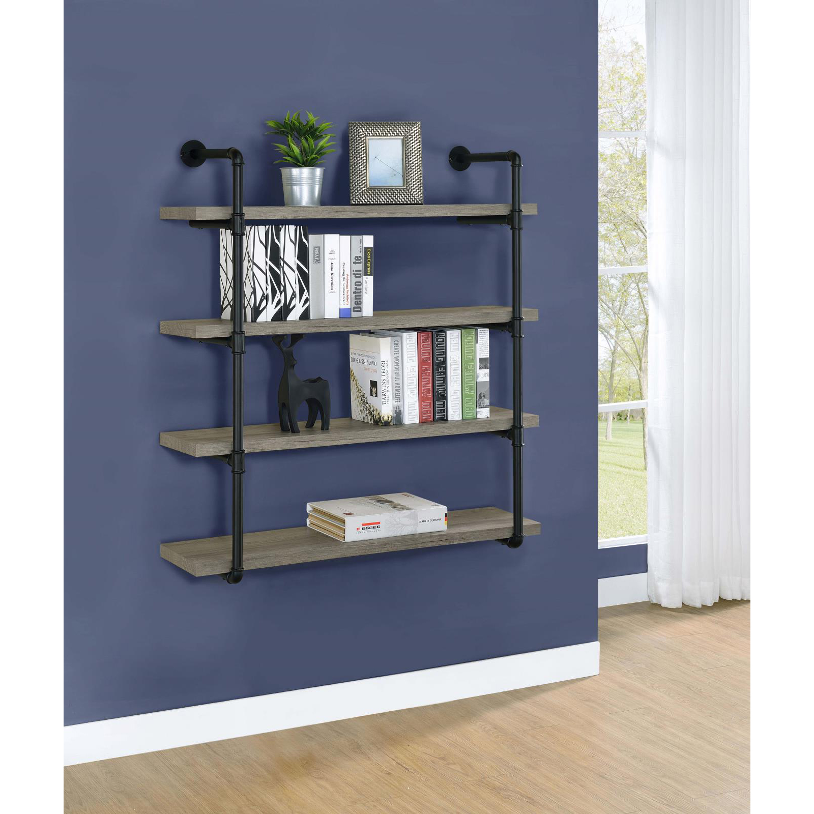 Black and Grey Driftwood 4tier Wall Shelf