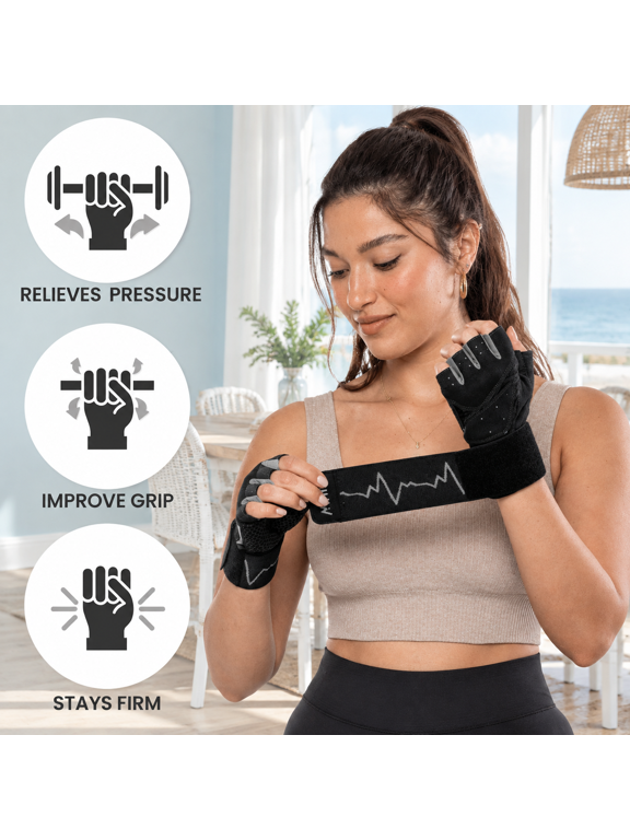 Black and Grey S - XS: 6.5 – 7.4” / 16.5 – 19 cm Weight Lifting Gloves with Palm Protection and Enhanced Grip