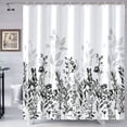 thumbnail image 1 of Black and Grey Shower Curtain, Watercolor Floral Bathroom Curtain Black and White Shower Curtains 72×72 inches, 1 of 6