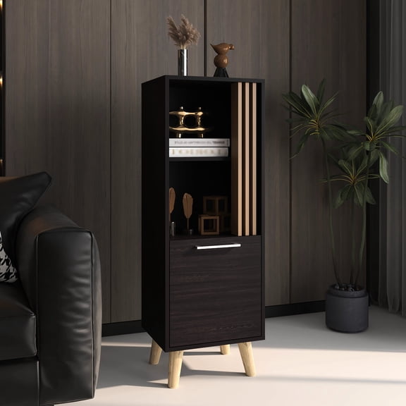 Black and Khaki Storage Cabinet | Provide Storage for Utensils | FSC Certified Sustainable Wood | Solve Storage Mess