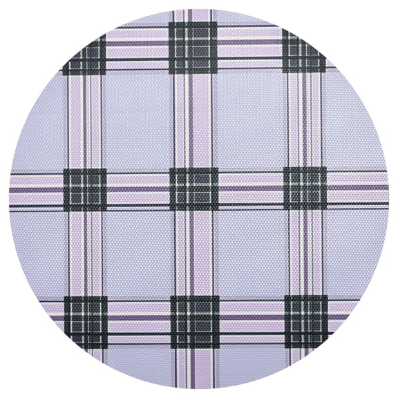 Black and Light Purple Plaids PVC Round Grid Placemat Table Mat 1 Pc 15.4" x 15.4"