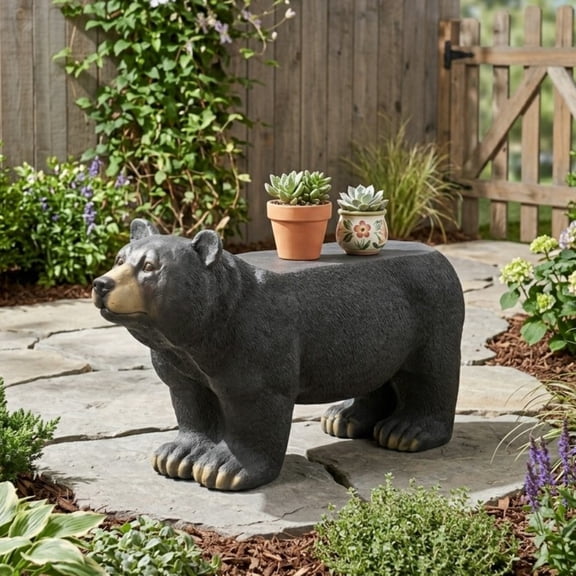 Black and Matte Black MGO BEAR BENCH Concrete Outdoor Bench Outdoor Bench Matte Black + Black for Outdoor