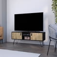 thumbnail image 1 of Black and Natural Color Scheme | Fits 50 - Inch TVs, Offers Open Shelving and Cable Hole | Keeps Wires Neat and Decor Elevated, 1 of 2