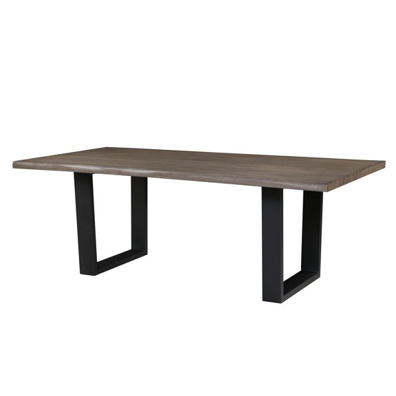 Black and Oak Finish Contemporary Dining Table 1pc Metal Base Wooden Furniture