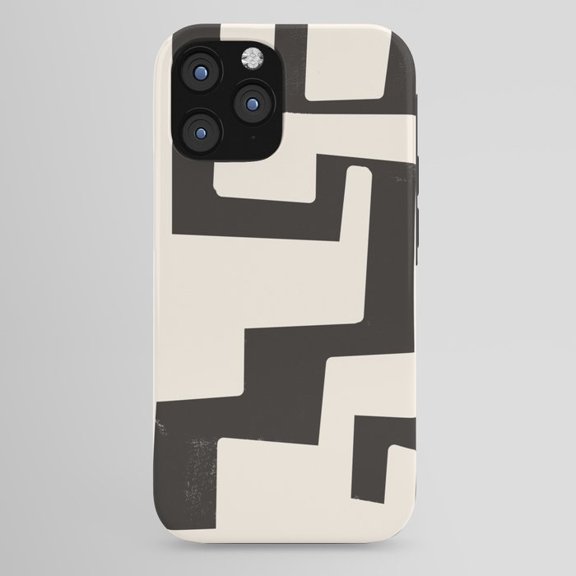 Black and Off-White Angular Geometric Tough Phone Case, Polycarbonate and TPU, for Apple iPhone